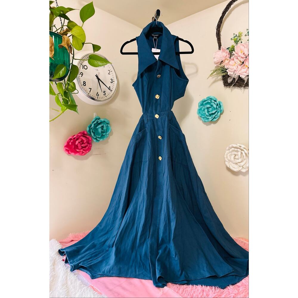 Urban Revivo Cut-Out Stretchy Sleeveless Denim Maxi Dress Size 12 MSRP $149